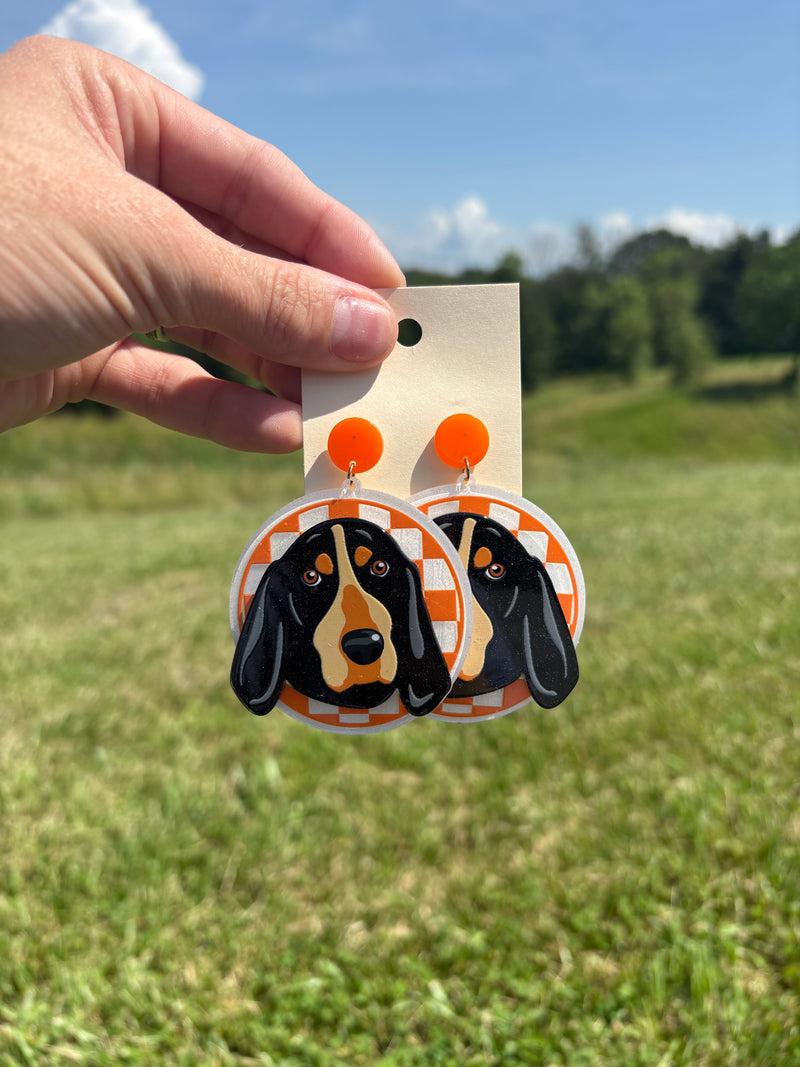 Smokey Dog Checkered Acrylic Earrings *TN COLLECTION*