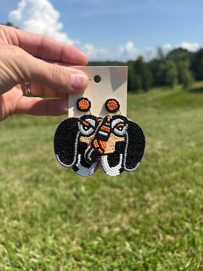 Smokey Dog Head Beaded Earrings *TN COLLECTION*