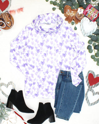 PREBOOK Soft Funnel Neck - Lavender Hearts