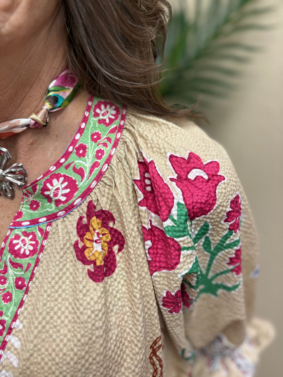 Taupe Floral Collage Midi Dress by Umgee