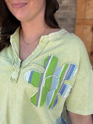 The Lime Patchwork Stripe Short Sleeve Top by J. Her