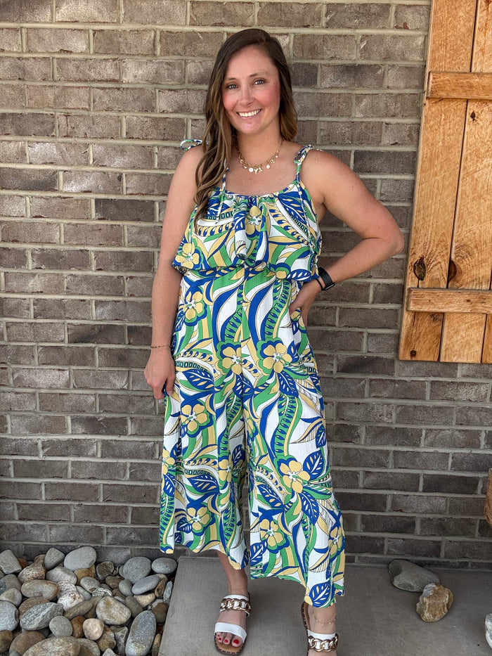 Tropical Floral Fit & Flare Jumpsuit