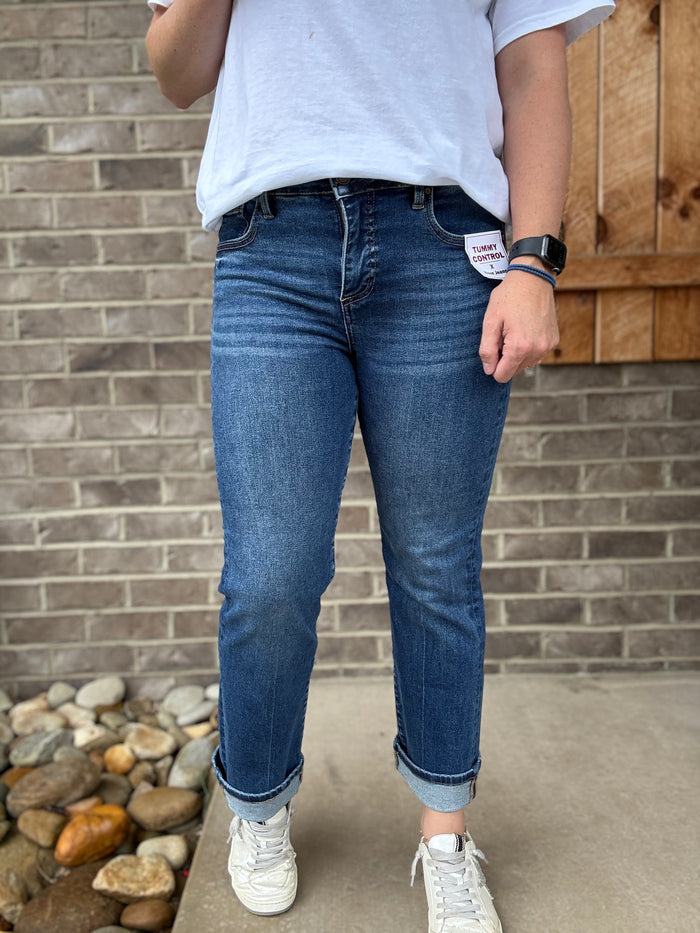 Tummy Control High Rise Crop Straight Legs by Risen