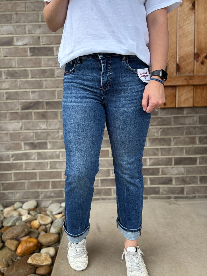 Tummy Control High Rise Crop Straight Legs by Risen