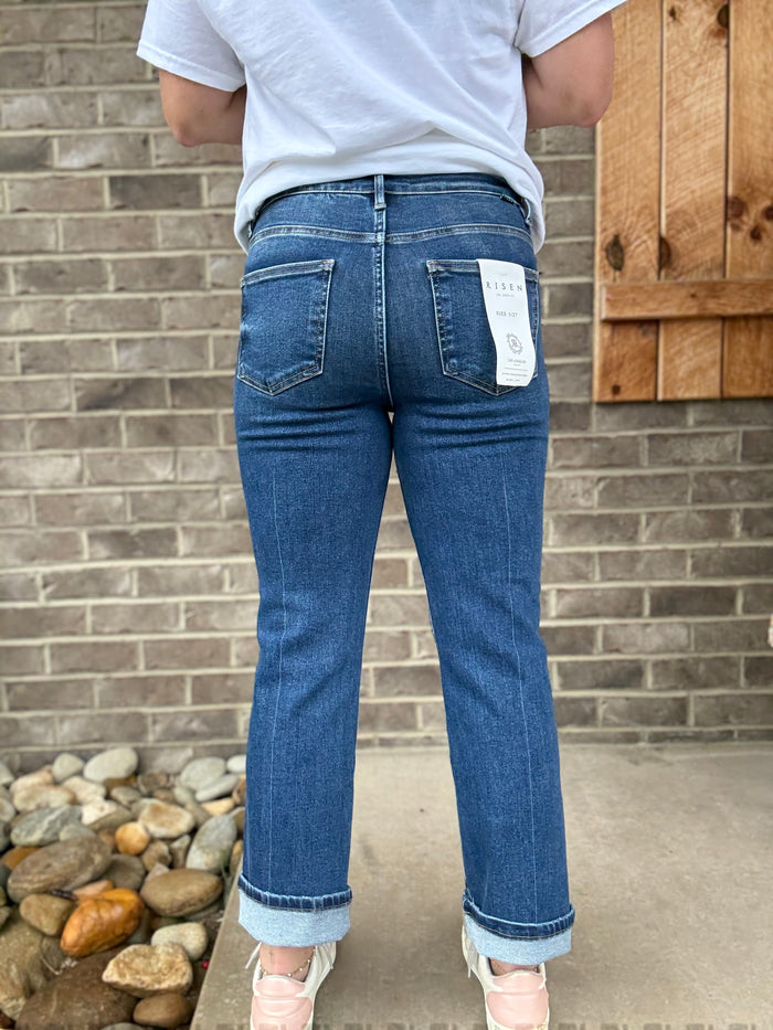 Tummy Control High Rise Crop Straight Legs by Risen
