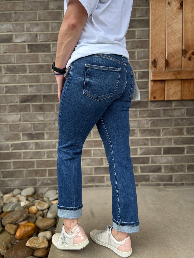 Tummy Control High Rise Crop Straight Legs by Risen