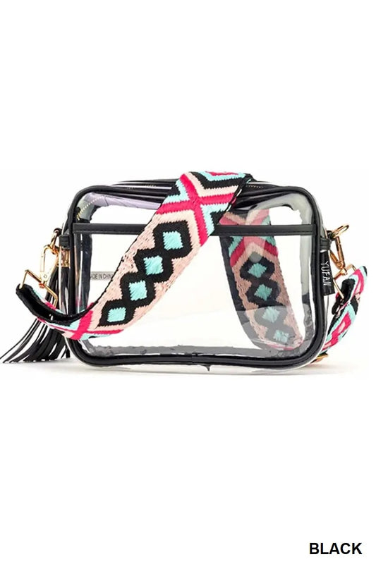 3384- Clear Crossbody Stadium Bag *TN COLLECTION* * black or white*