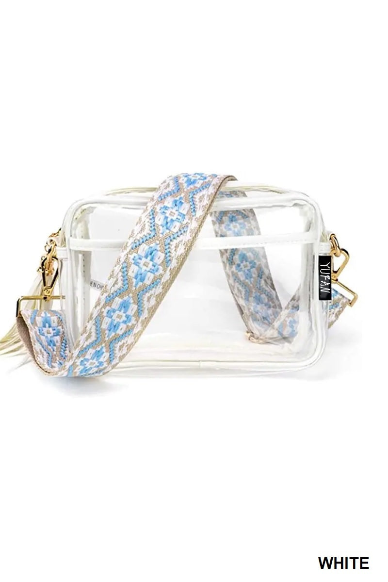 3384- Clear Crossbody Stadium Bag *TN COLLECTION* * black or white*