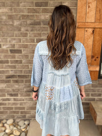 Vintage Wash Patchwork Button Down Dress w/ Pockets by Paper Lace
