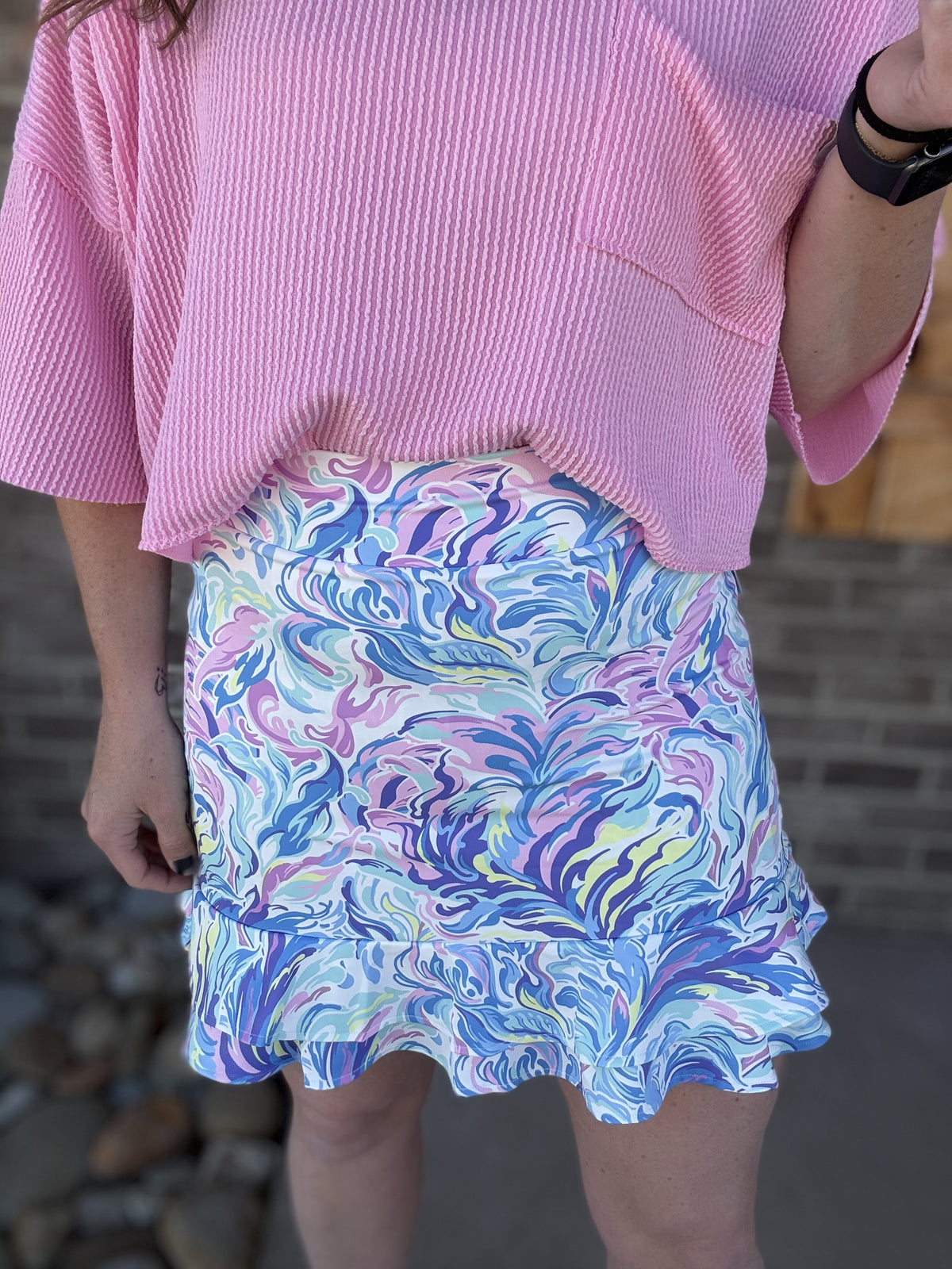 Water Color Pattern Skort by Simply Southern
