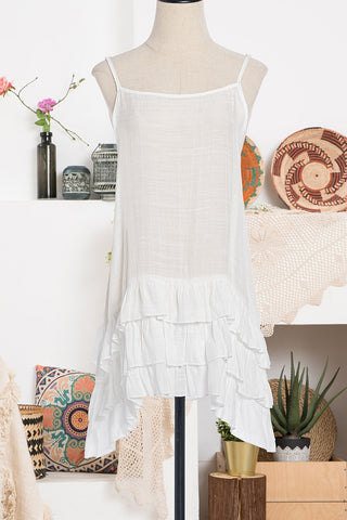 White Slip Extender with Tier Ruffle Accent