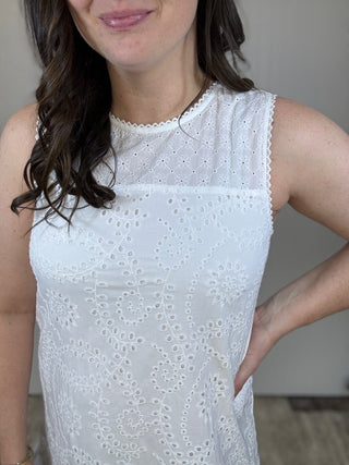 White Eyelet Ruffle Hem Dress by Simply Southern