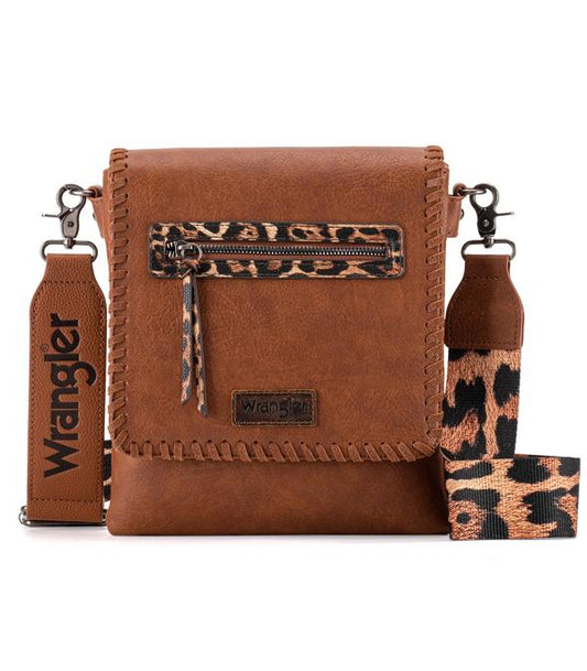 Brown Leopard Print Conceal Carry Crossbody Bag by Wrangler