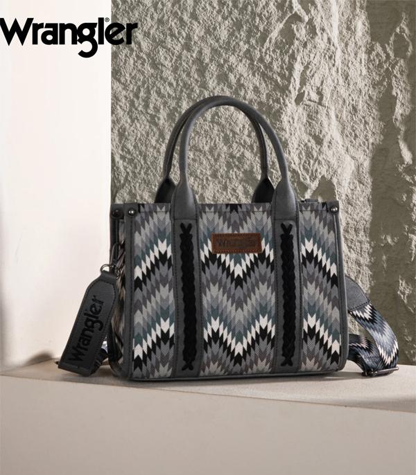 Gray Wrangler Southwestern Pattern Carry Tote/Crossbody Bag