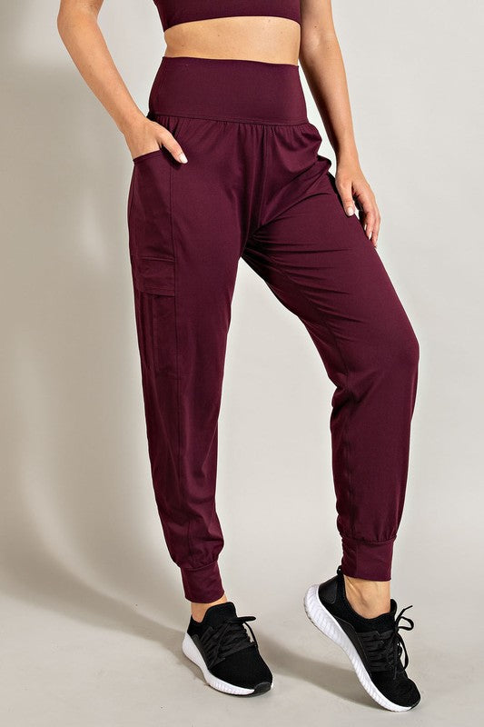 2369- Cassis Solid Jogger Style Leggings w/ Side Pocket