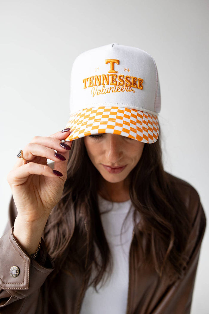 Tennessee Albon Checkered Canvas Trucker Hat *TN COLLECTION*