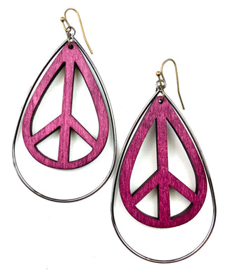 Tie Dye Peace Sign Teardrop / Purple