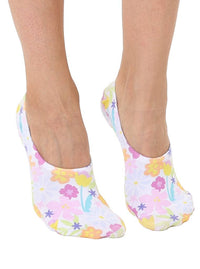 No-Show Liner Socks - Spring Flowers in Bloom - White