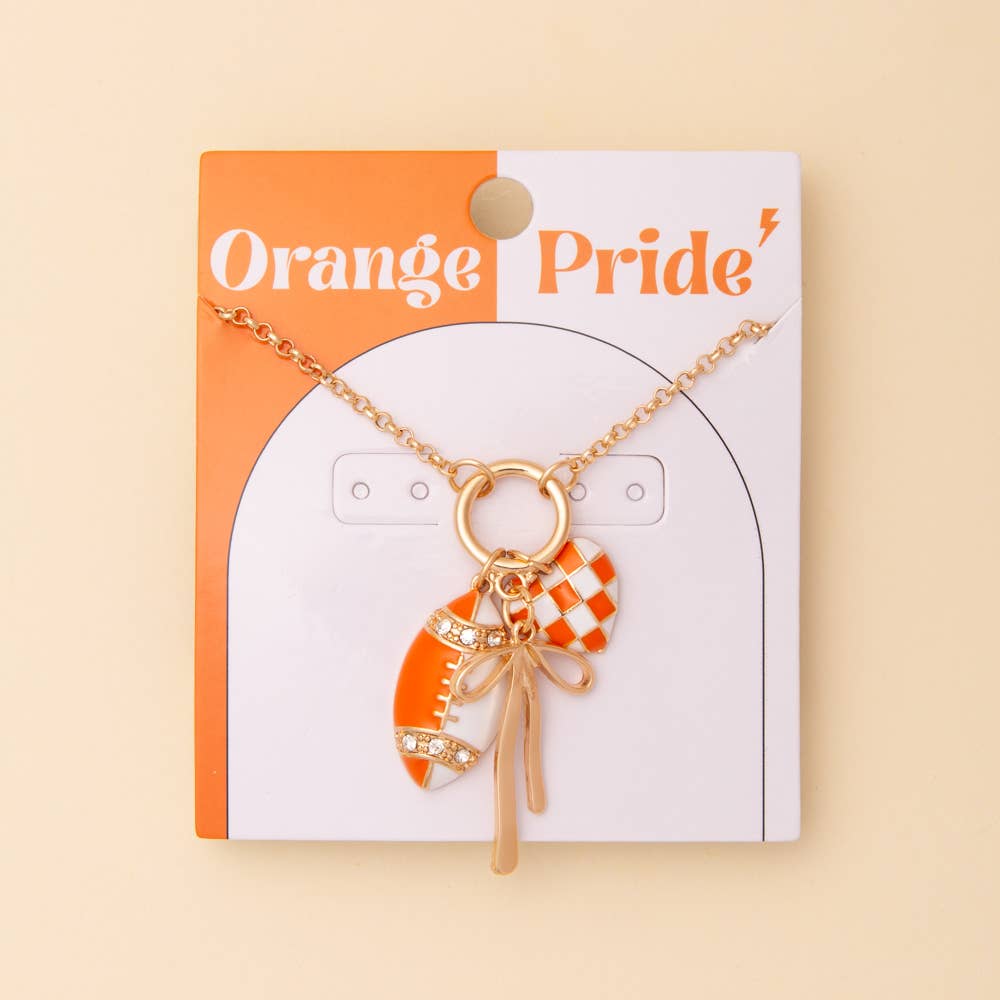 Game Day Multi-Charm Necklace: Orange White *TN COLLECTION*
