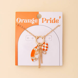 Game Day Multi-Charm Necklace: Orange White *TN COLLECTION*