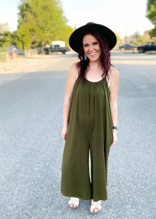 9057- Olive Baggy Romper