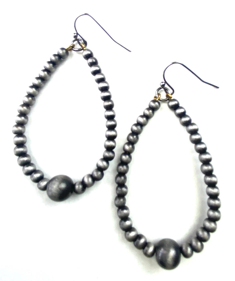 Faux Navajo Pearls Teardrop On Wire Earrings
