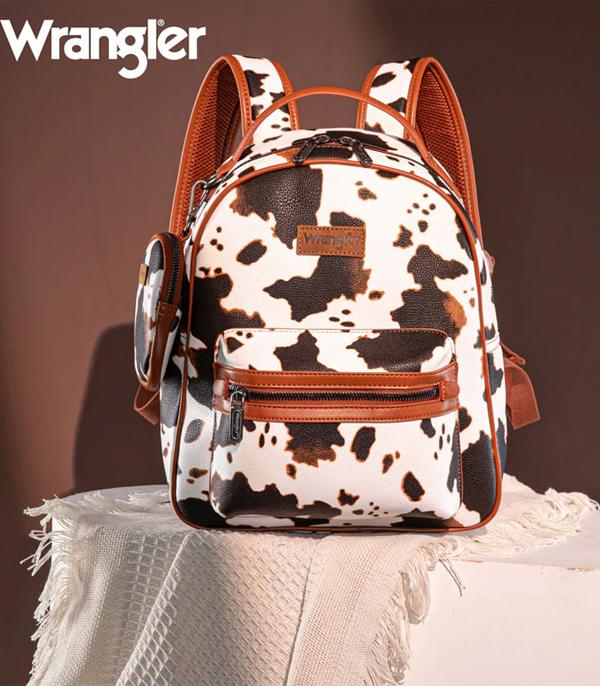 3545-Brown Wrangler Cow Print Backpack Backpack