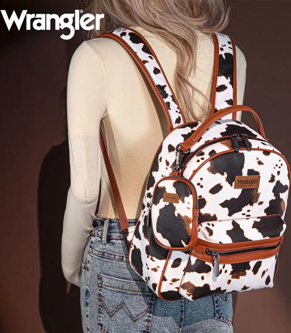 3545-Brown Wrangler Cow Print Backpack Backpack