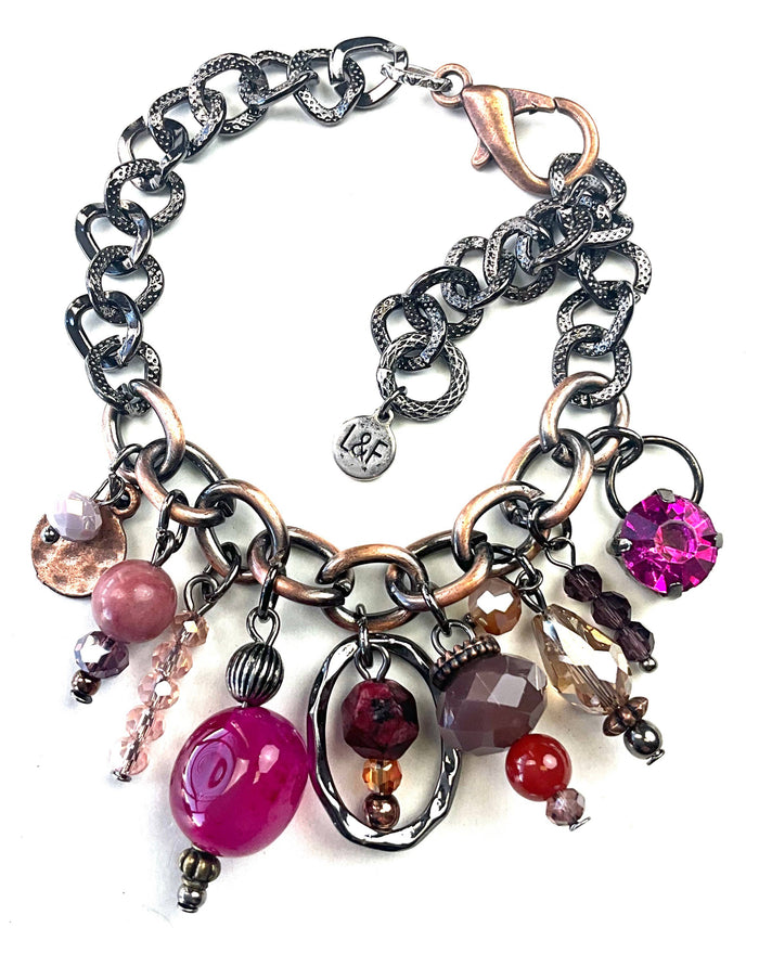 Mixed Chains Charm Bracelet with Trinkets & Clasp