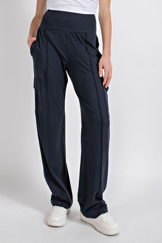 2370- Nocturnal Navy Butter Soft Straight Leg Cargo Pants