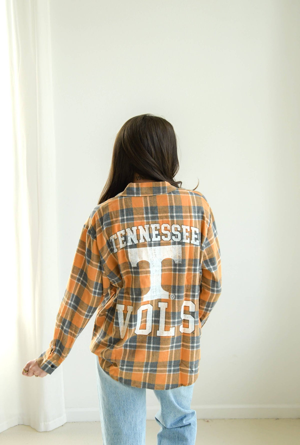 Orange and Grey Plaid Tennessee Meyer Varsity Oversized Button Down *TN COLLECTION*