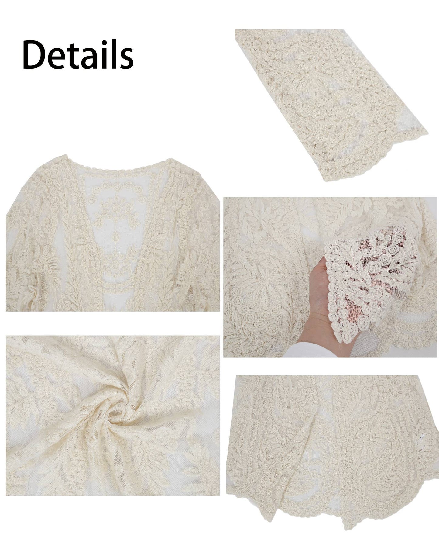 3343- White Lace Tie Kimono