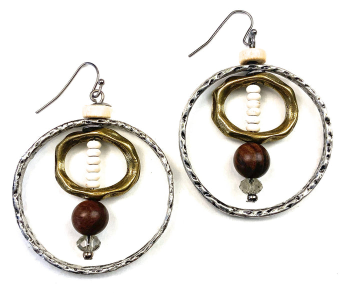 Hammered Ring w/Stacked Center Earrings