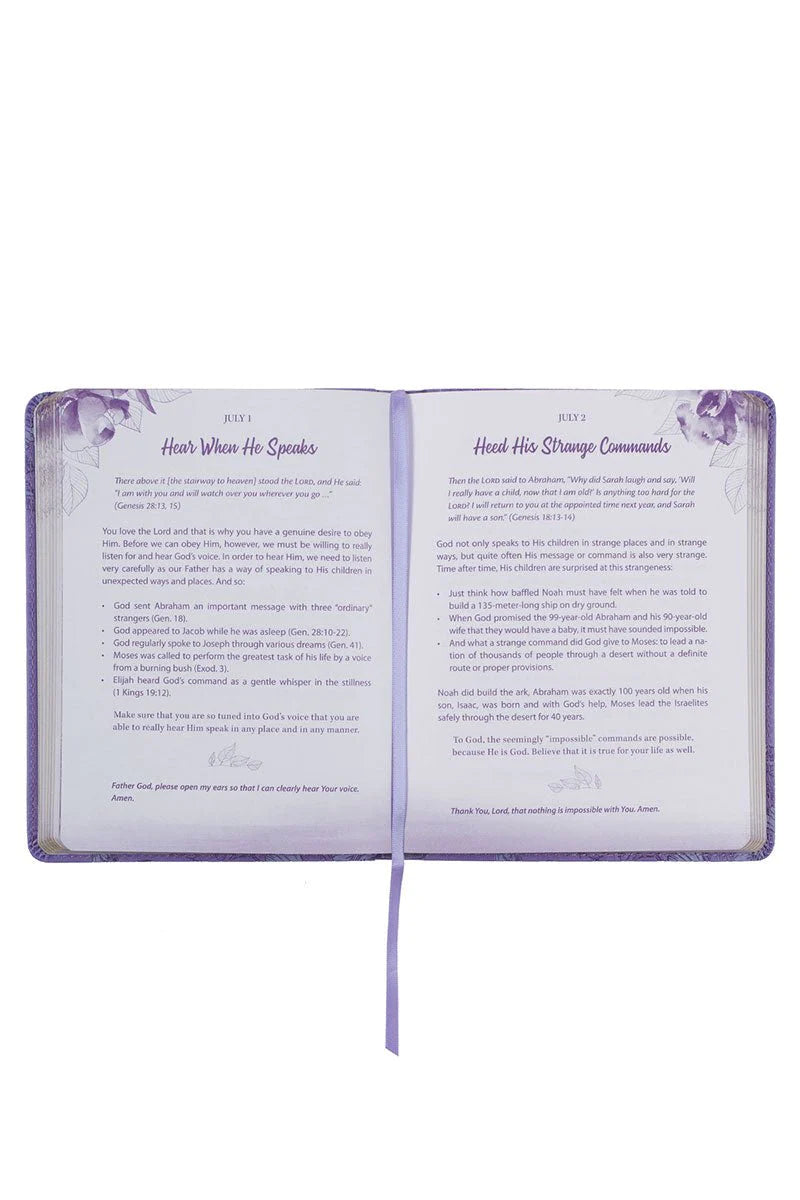 30021- Strong & Courageous Faux Leather Daily Bible Devotional Book