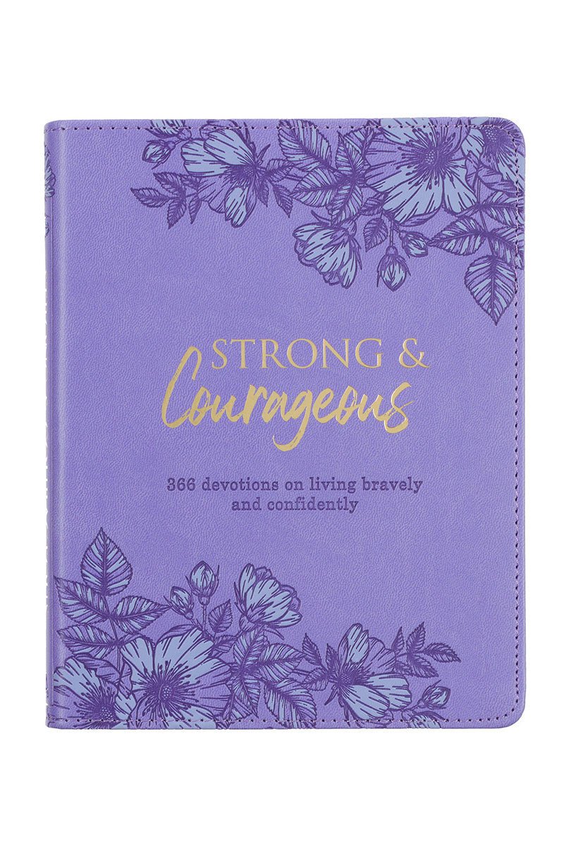 30021- Strong & Courageous Faux Leather Daily Bible Devotional Book