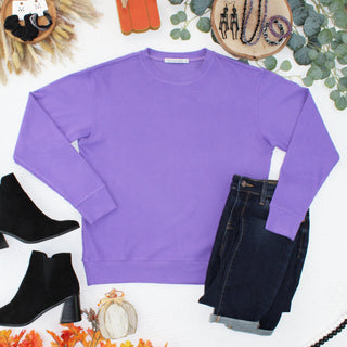 08.21 EN ROUTE Corrine Ribbed Pullover Top - Purple