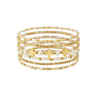 Brown Cross Stretch Bracelet Set