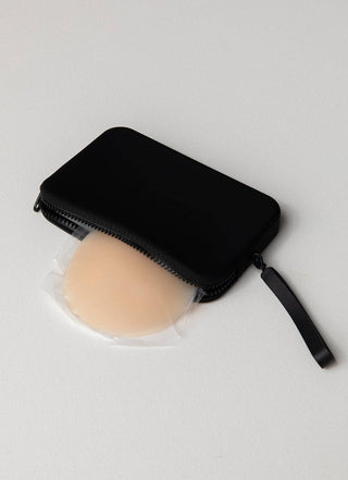A CUP X1 Adhesive Stick-on Bra + x1 Silicone Travel Case: Dark Nude / A / Light Tint