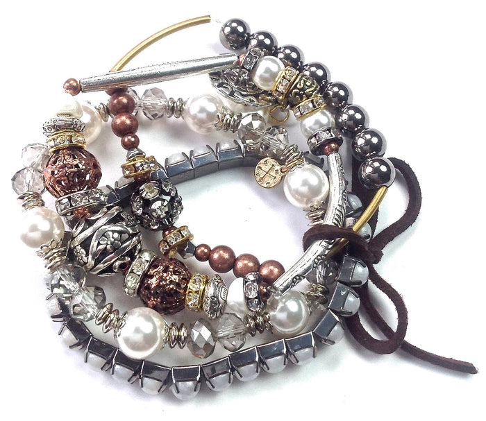 Strand Mix Beaded Stretch Jewelry Bracelet Set