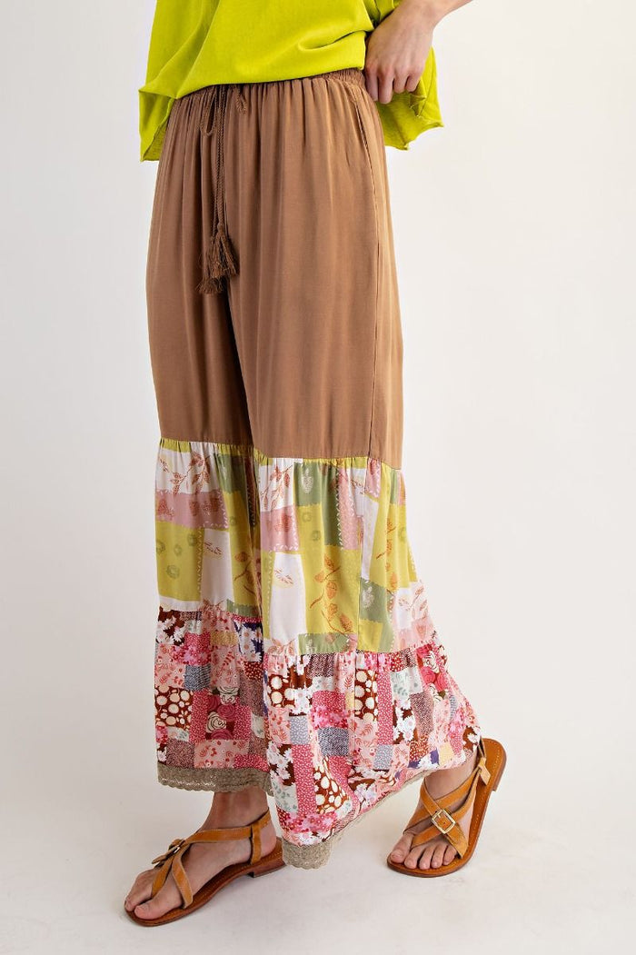 Golden Kiwi Mixed Print Woven Pants by Easel