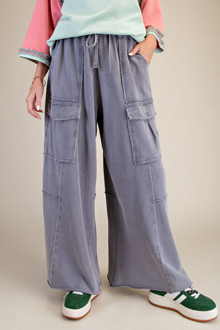 Ash French Terry Pull On Cargo Pants by by Easel