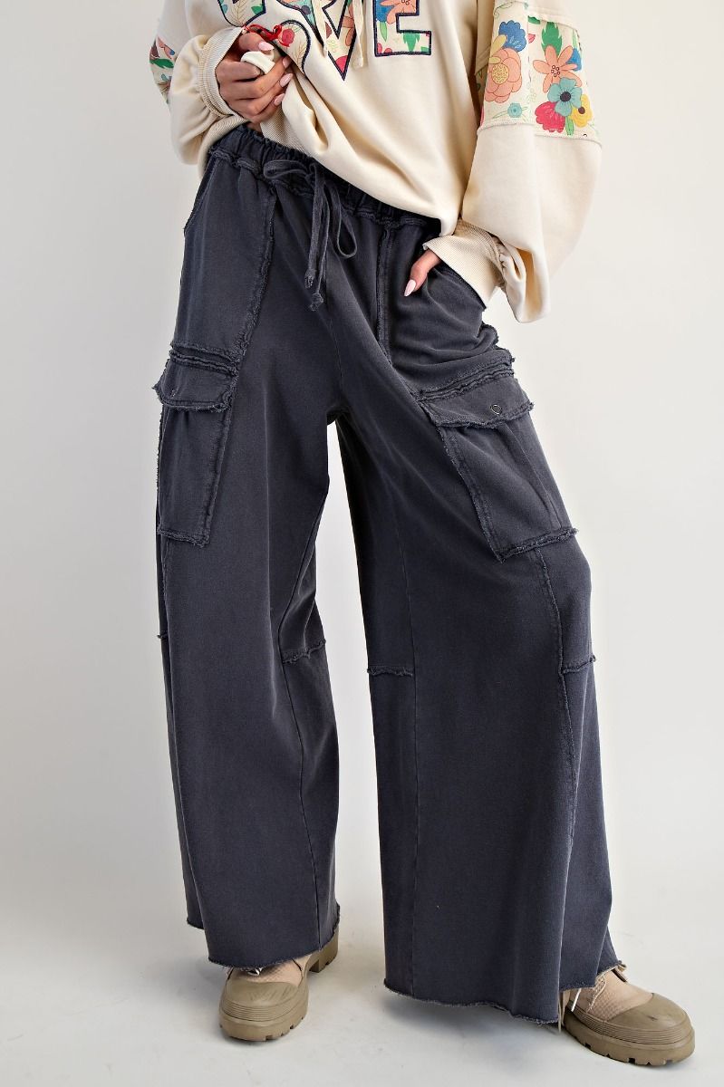 Black French Terry Pull On Cargo Pants by by Easel *PRECLAIM-- read description-- DECEMBER ARRIVAL