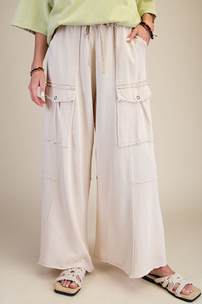 Ecru French Terry Pull On Cargo Pants by by Easel *PRECLAIM-- read description-- DECEMBER ARRIVAL