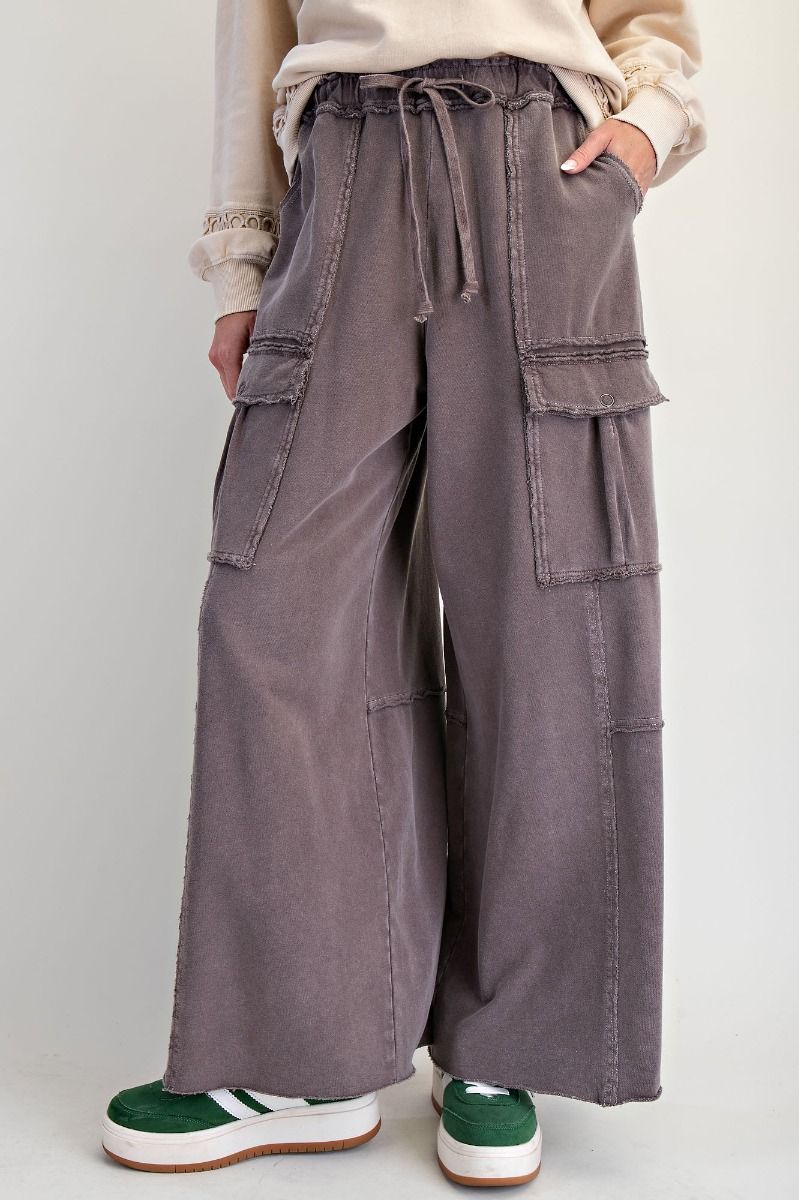 Espresso French Terry Pull On Cargo Pants by by Easel *PRECLAIM-- read description-- DECEMBER ARRIVAL