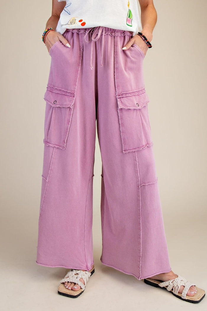 Mauve French Terry Pull On Cargo Pants by by Easel *PRECLAIM-- read description-- DECEMBER ARRIVAL