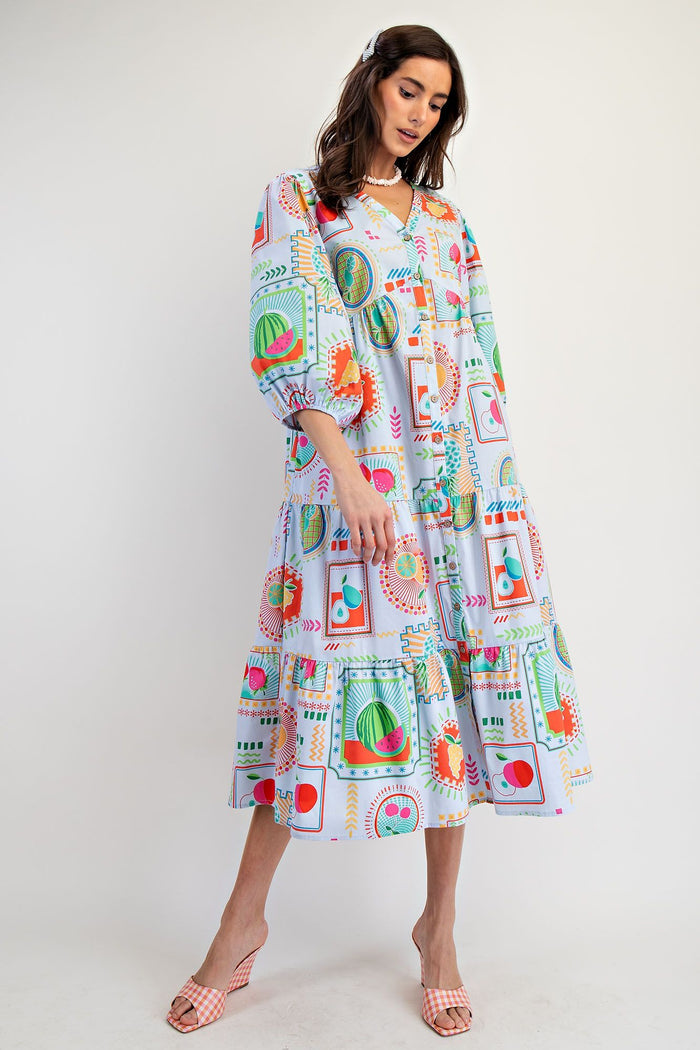 Printed Cotton Poplin Maxi Dress by Easel