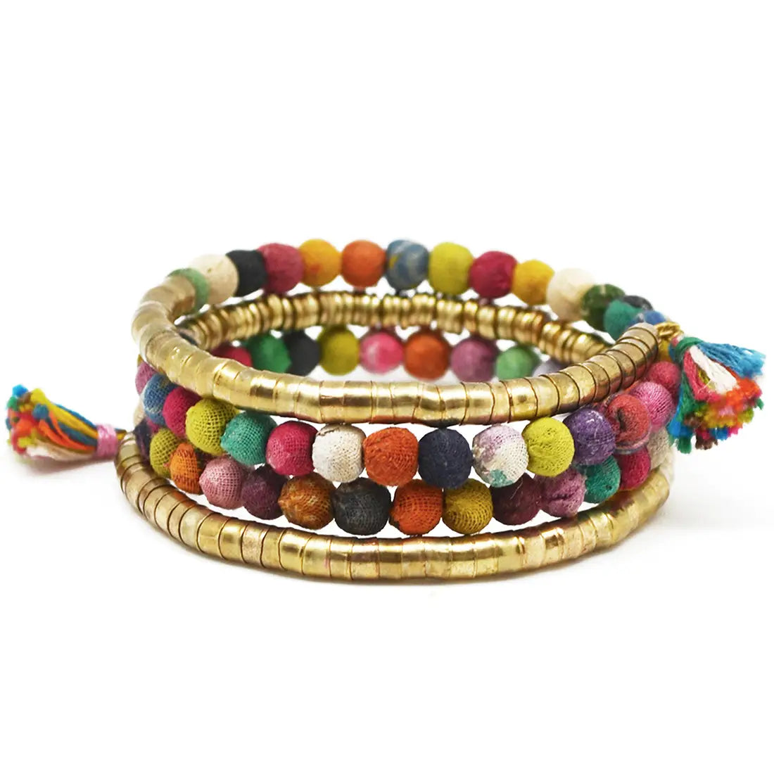 Aasha Kantha Coil with Tassel Ends Handcrafted Bracelet