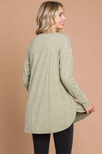 462- True Moss High Low Reverse Stitch Tunic