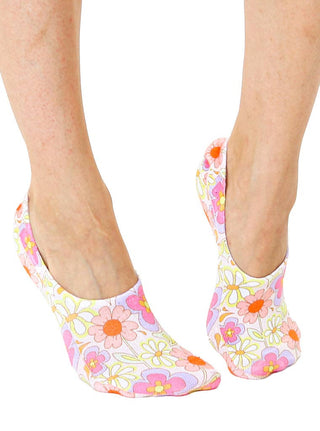 No-Show Liner Socks - Multi-Colored Retro Flower Print
