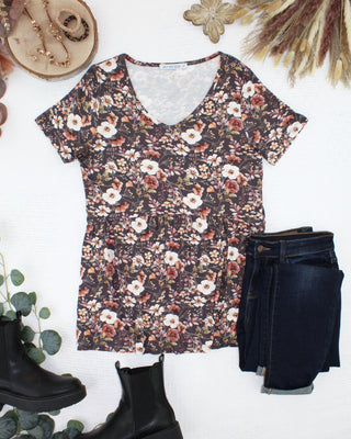 09.09 EN ROUTE Sarah Ruffle Short Sleeve - Blushwood Floral